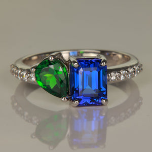 tanzanite tsavorite and diamond ring