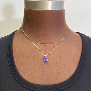 pendant yellow gold trilliant tanzanite