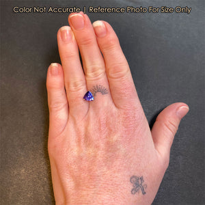 trilliant tanzanite gemstone size to hand