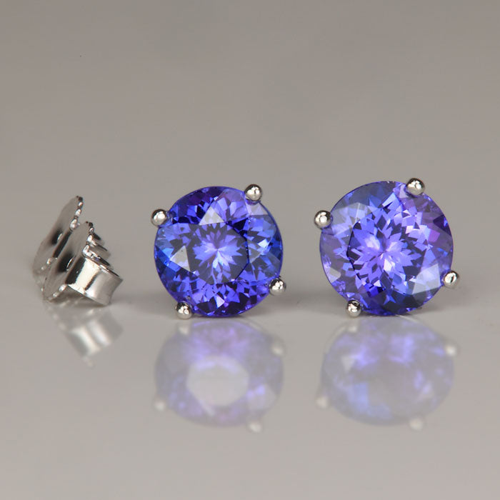 round brilliant violet blue tanzanite earrings