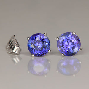 round brilliant violet blue tanzanite earrings