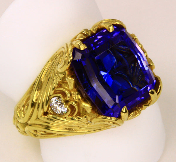 "Best of Show" Designed Tanzanite Ring by Christopher Michael-18kt Yellow Gold