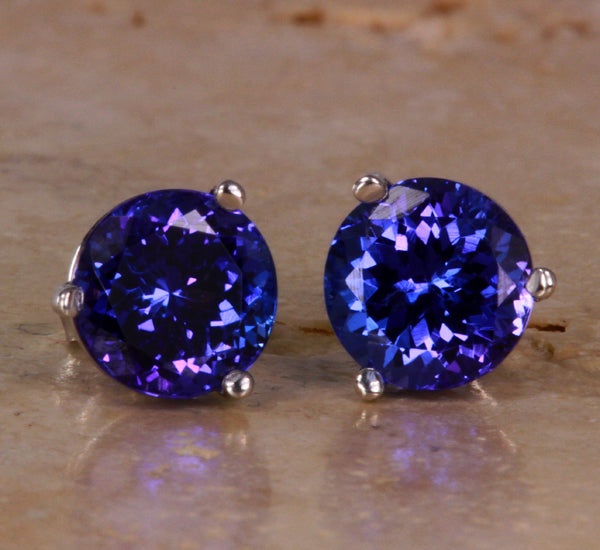 Tanzanite Earrings 3.57 Carat Blue Violet Exceptional Color
