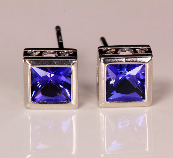 AAA Princess Cut Tanzanite Earrings 