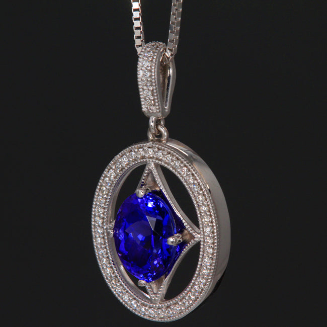 Tanzanite and Diamond Pendant 2.06 Carats