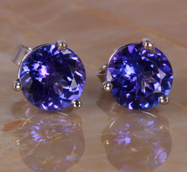 Tanzanite Earrings 1.97 Carat Blue Violet Vivid Color