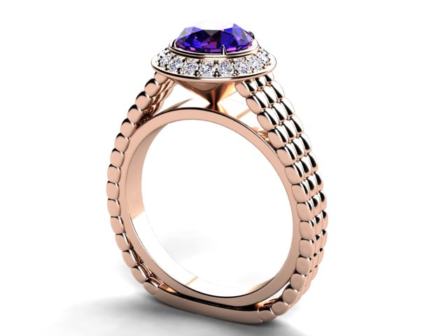 Custom Ring With 7 mm Vivid Color Tanzanite Round