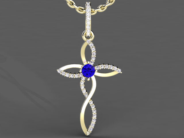 Tanzanite Cross With Fine Diamonds