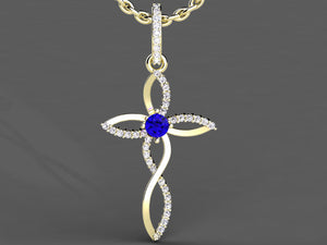 Tanzanite Cross With Fine Diamonds
