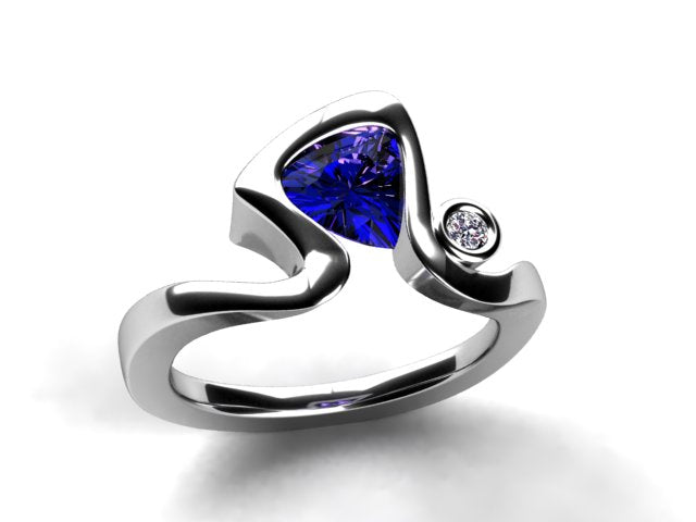 Trillion Tanzanite Ring With Diamond