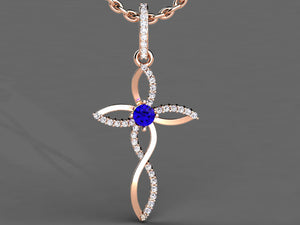 Tanzanite Cross With Fine Diamonds