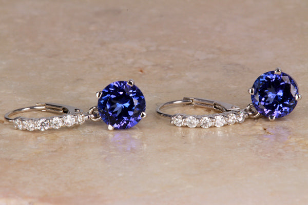Tanzanite Earrings 3.19 Carat Violet Blue Vivid Color