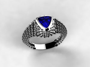Custom Trilliant Tanzanite Ring With 7mm Trilliant