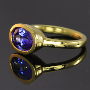22K Yellow Gold Oval Tanzanite Ring  2.74 Carats