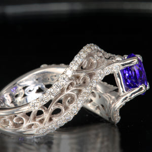 Ideal Cut Diamonds Accenting a Fine 1.52 Carat Tanzanite