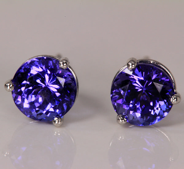 6 mm Tanzanite Earrings With Blue Violet Vivid Color