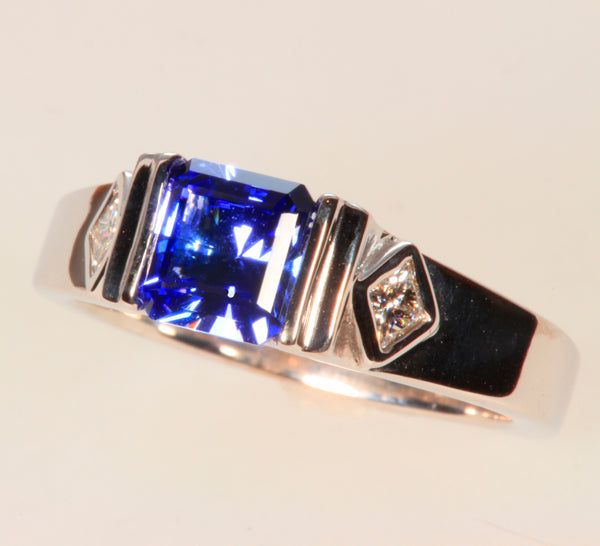 Tanzaite Ring 1.42 ct. Square Brilliant Tanzanite