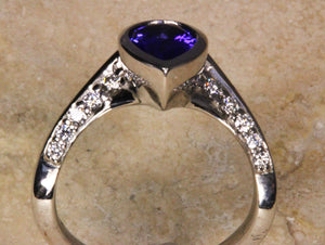 Tanzanite Diamond Ring With 8x6  Pear-shape Center