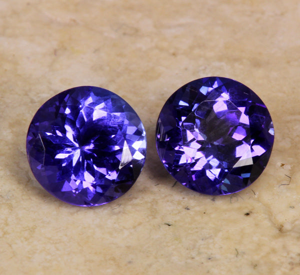 Round Tanzanite Pair 2.01 Carat BVV Color