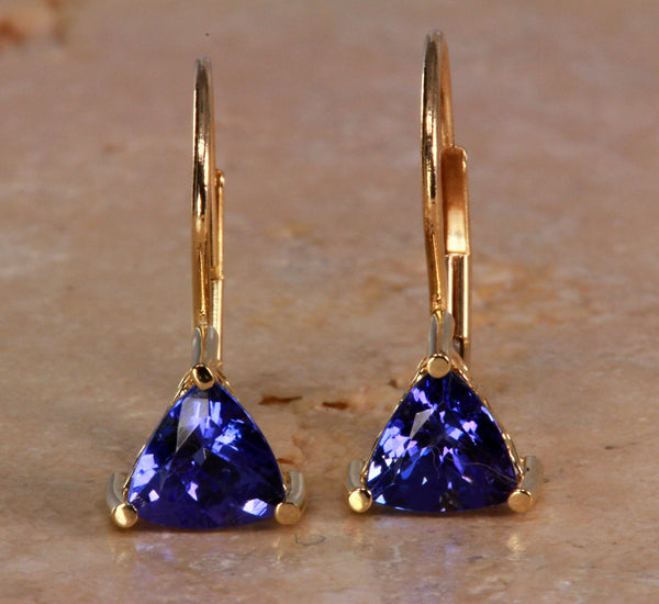 Tanzanite Earrings 1.77 Carat Blue Violet Vivid Color