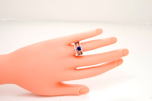 Trilliant Tanzanite Ring with Blue Violet Exceptional Color Designed by Christopher Michael