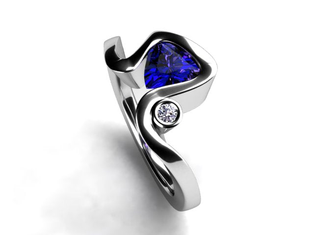 Trillion Tanzanite Ring With Diamond