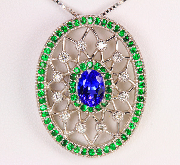 White Gold Tanzanite Pendant 1.30 Carat