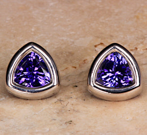 Tanzanite Earrings 1.93 Carat Blue Violet Vivid Color