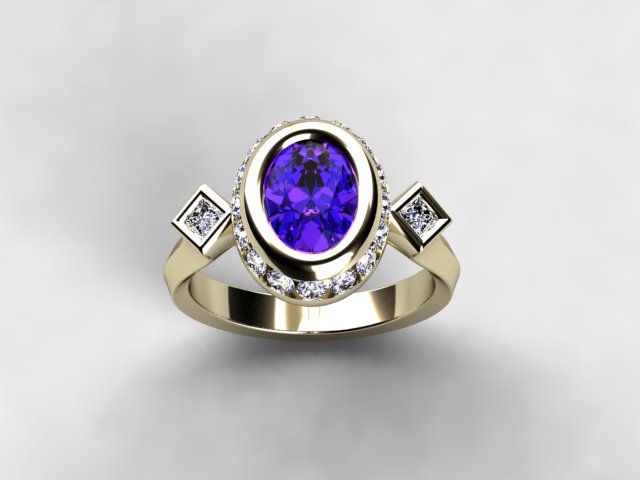 Christopher Michael Designed Ring with Oval Tanzanite