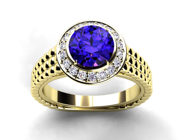 Custom Ring With 7 mm Vivid Color Tanzanite Round
