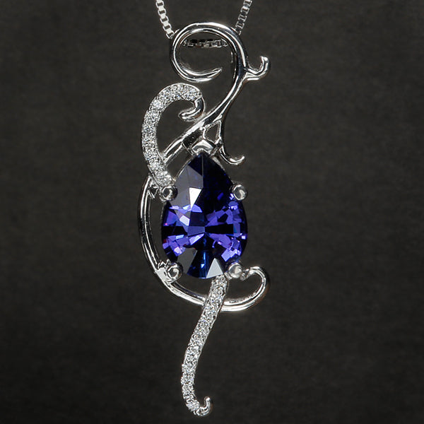 Custom Pear Shaped Tanzanite Pendant 