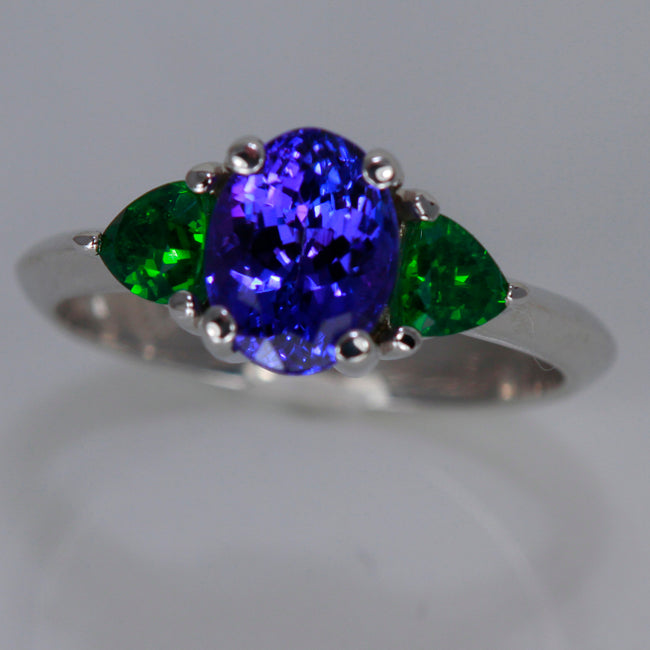 Tanzanite and Tsavorite Garnet Ring by Christopher Michael