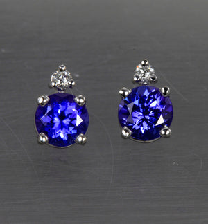 Tanzanite and Diamond Earrings .90 Carat