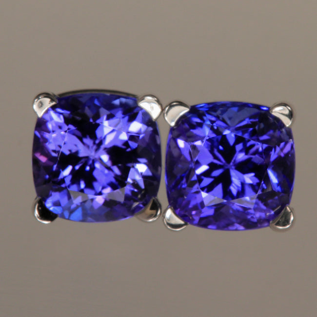 Cushion Tanzanite Earrings 2.67 Carats