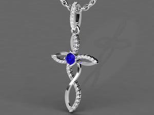 Tanzanite Cross With Fine Diamonds
