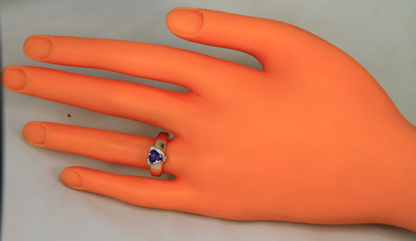 Christopher Michael Designed Trilliant Tanzanite Ring With Diamond