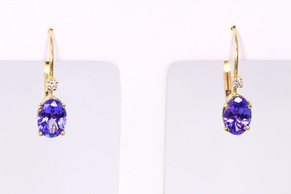 Yellow Gold Tanzanite Earrings 1.70 Carat