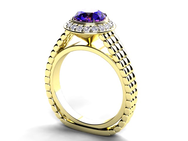 Custom Ring With 7 mm Vivid Color Tanzanite Round