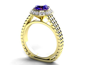 Custom Ring With 7 mm Vivid Color Tanzanite Round