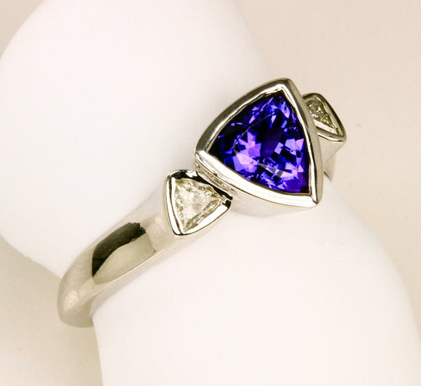 Trilliant Tanzanite Accented by Trilliant Diamonds by Christopher Michael