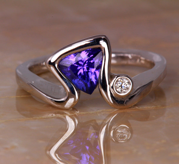 Trillion Tanzanite Ring With Diamond