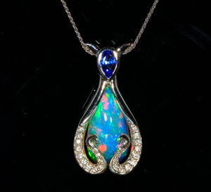 opal and tanzanite pendant