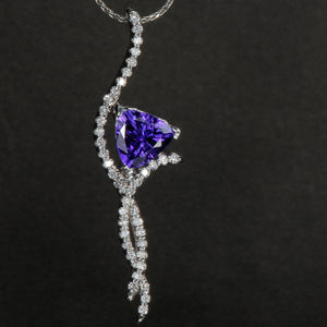 Tanzanite Trilliant Pendant With Ideal Cut Diamonds 2.18 Carats