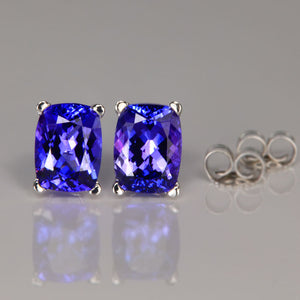 14k White Gold Tanzanite Stud Earrings 3.60cts