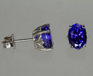 Tanzanite Exceptional Oval Earrings in White Gold 2.53 Carats