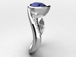 Tanzanite Diamond Ring With 8x6  Pear-shape Center