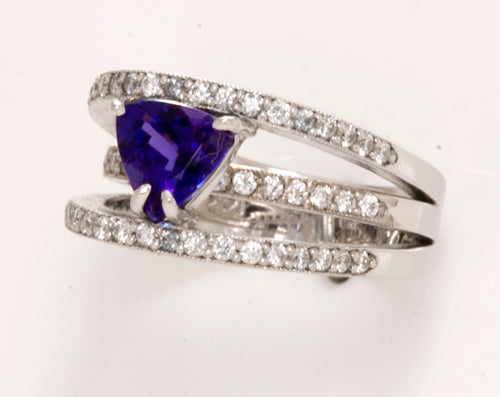 Trilliant Tanzanite with blue violet exceptional color by Christopher Michael