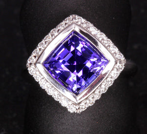 Tanzanite Ring Designed By Christopher Michael 3.97 Carat BVE Color