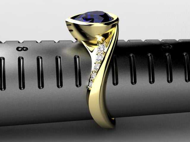 Tanzanite Diamond Ring With 8x6  Pear-shape Center