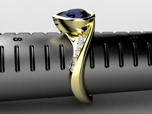 Tanzanite Diamond Ring With 8x6  Pear-shape Center